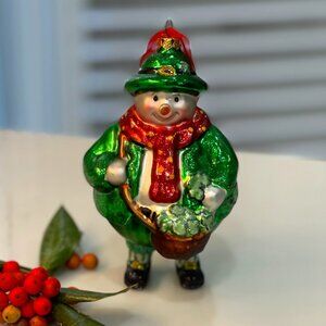 Vintage Irish Leprechaun Snowman Ornament